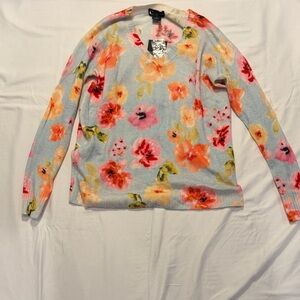 Floral V-Neck Sweater - Multicolor